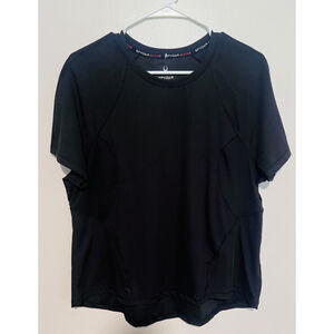 Spyder Active Shirt Women's XL Black Ribbed Stretch Workout Exercise Sports Top